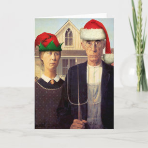 Festiva Tarjeta de felicitación gótica americana de Santas