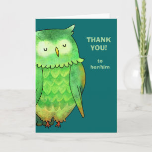 Festiva Tarjeta de felicitación Green Owl (personalizable)