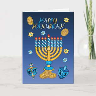 Festiva Tarjeta de felicitación Hanukkah con Menorah