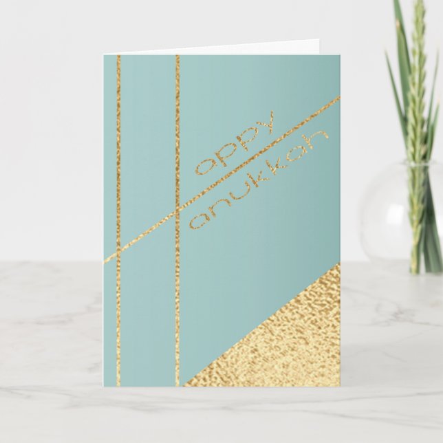 Festiva Tarjeta de felicitación Hanukkah Elegante Turquois (Anverso)