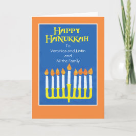 Festiva Tarjeta de felicitación Hanukkah Menorah para pers