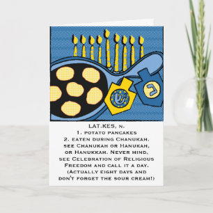 Festiva Tarjeta de felicitación Hanukkah "Panqueques de pa