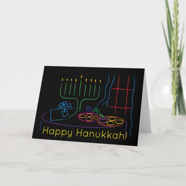 Festiva Tarjeta de felicitación Hanukkah personalizada con (Anverso)