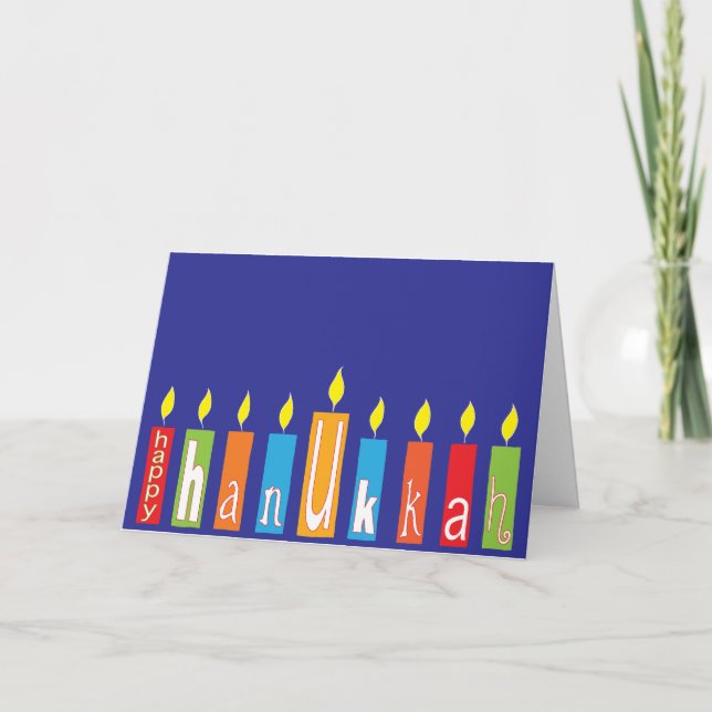 Festiva Tarjeta de felicitación Hanukkah/Sobre "Velas Hanu (Anverso)