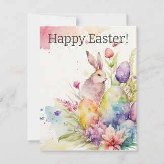 Festiva Tarjeta de felicitación Happy Easter Watercolor