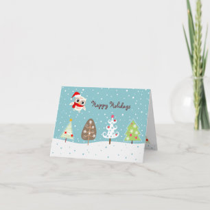 Festiva Tarjeta de felicitación Happy Snow Owl and Christm