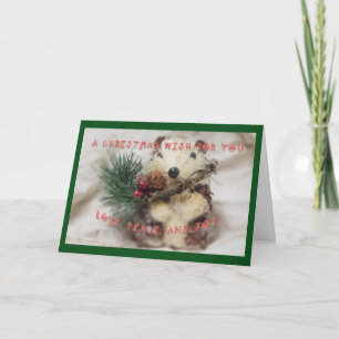 Festiva Tarjeta de felicitación Hedgehog Merry Christmas W