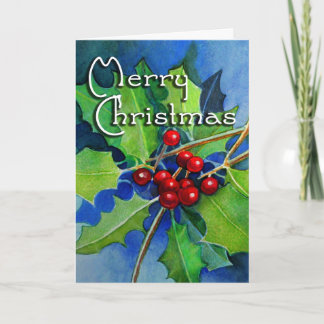 Festiva Tarjeta de felicitación Holly para navidades