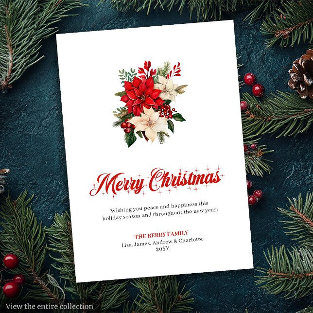 Festiva Tarjeta de Felicitación Imprimible de Flores de Na (Trendy Christmas Flowers Printable Greeting Card

)