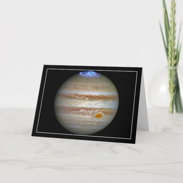 Festiva Tarjeta de felicitación Júpiter Auroras (Anverso)
