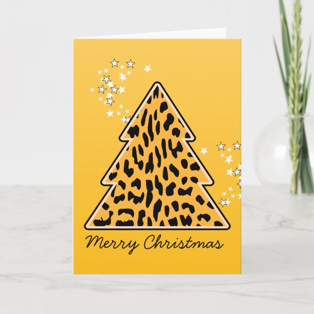 Festiva Tarjeta de felicitación Leopard cheetah Christmas  (Anverso)