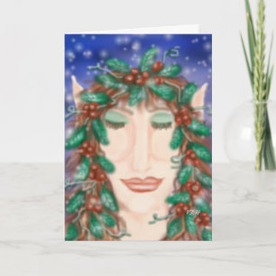 Festiva Tarjeta de Felicitación Mágica de Elfo Navideño