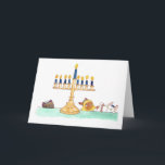 Festiva Tarjeta de felicitación Menorah<br><div class="desc">Una tarjeta con Lupin hipnotizada por la menorah</div>