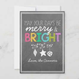 Festiva Tarjeta de felicitación Merry and Bright Chalkboar