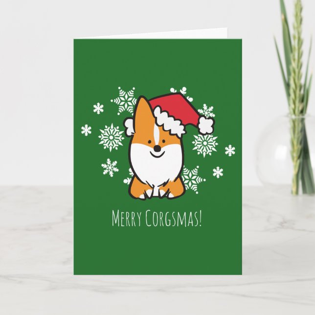 Festiva Tarjeta de felicitación Merry Corgsmas | CorgiThin (Anverso)