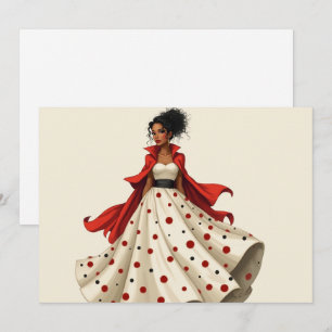 Festiva Tarjeta de felicitación Mujer Negra Moda Cumpleaño