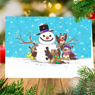 Festiva Tarjeta de felicitación MUÑECO DE NIEVE de Nicole 