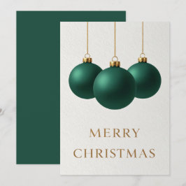 Festiva Tarjeta de Felicitación Navideña con Adornos Verde