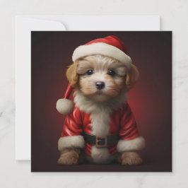 Festiva tarjeta de felicitación navideña con cachorro