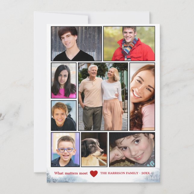 Festiva Tarjeta de Felicitación Navideña con Collage Nevad (Anverso)