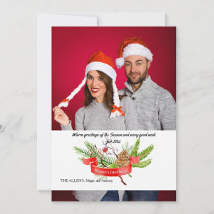 Festiva Tarjeta de Felicitación Navideña con Foto de Pino