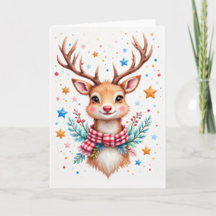 Festiva Tarjeta de Felicitación Navideña con Manta de Reno