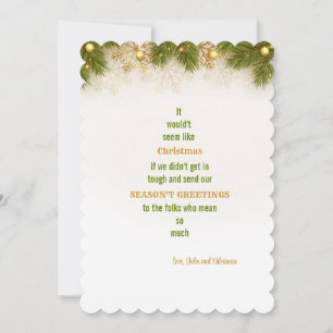 Festiva Tarjeta de Felicitación Navideña con Ramas de Pino