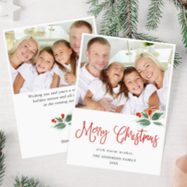 Festiva Tarjeta de Felicitación Navideña de Bayas de Acebo