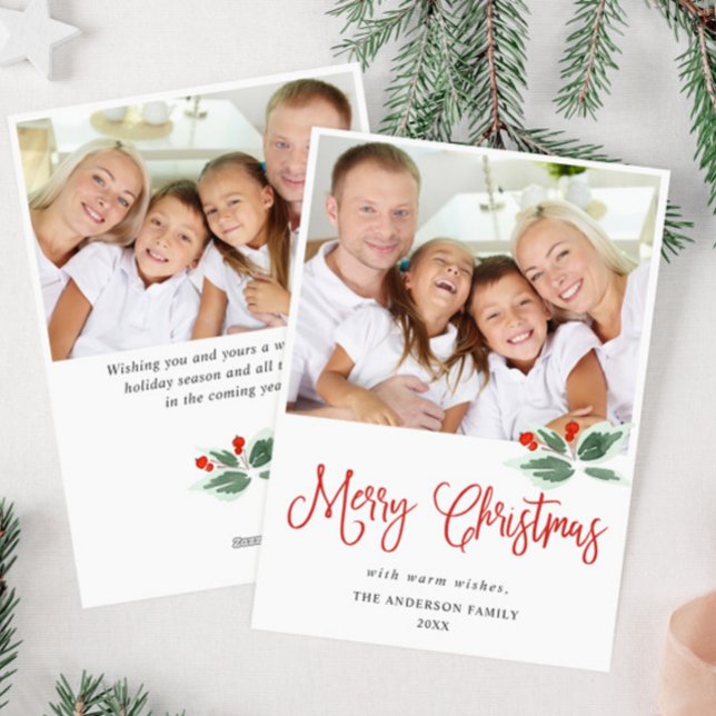 Festiva Tarjeta de Felicitación Navideña de Bayas de Acebo (Subido por el creador)