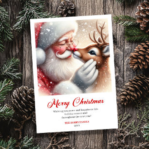 Festiva Tarjeta de Felicitación Navideña de Papá Noel Capr