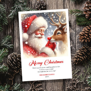 Festiva Tarjeta de Felicitación Navideña de Santa Claus Br