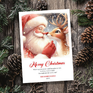 Festiva Tarjeta de Felicitación Navideña de Santa Claus y