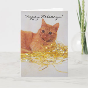 Festiva Tarjeta de Felicitación Navideña para Gatos con Un