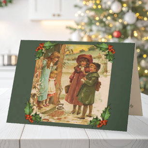 Festiva Tarjeta de felicitación navideña para niños victor