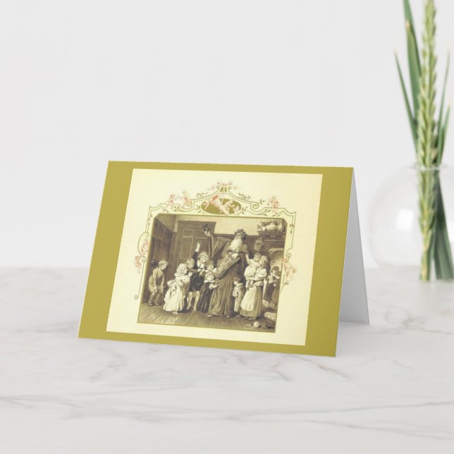 Festiva Tarjeta de felicitación navideña para padre vintag (Anverso)