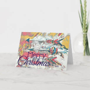 Festiva Tarjeta de felicitación navideña personalizado Mer