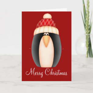 Festiva Tarjeta de Felicitación Navideña Pingüino de Navid