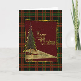 Festiva Tarjeta de felicitación navideña Plaid Merry
