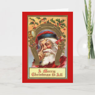 Festiva Tarjeta de felicitación navideña Santa Merry