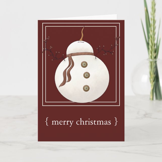 Festiva Tarjeta de felicitación navideña Snowman Merry Chr (Anverso)