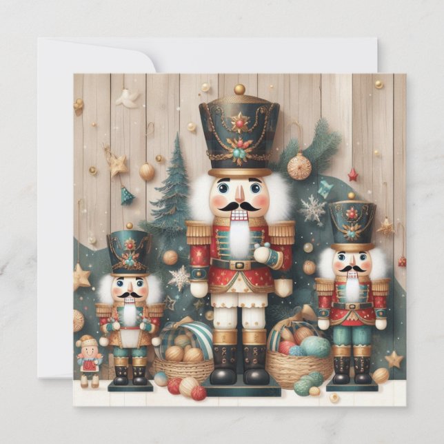 Festiva Tarjeta de felicitación nutcracker Merry Christmas (Anverso)