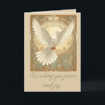 Festiva Tarjeta de Felicitación Paloma de la Paz Romántica<br><div class="desc">Diseño de vacaciones de paloma de la paz nostálgicamente romántico es una ilustración de una paloma en vuelo en un estilo vintage Art Nouveau. Un diseño tradicional de Navidad simbólico de la paz,  la pureza,  el amor y el Espíritu Santo. Un mensaje cristiano simbólico perfecto.</div>