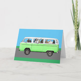 Festiva Tarjeta de felicitación para autobús Bunny - Verde