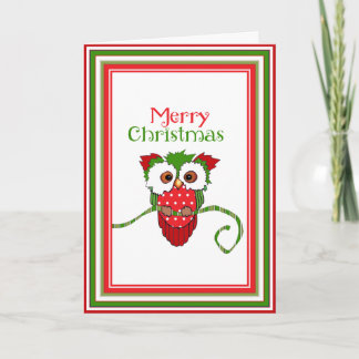 Festiva Tarjeta de felicitación para aves de Owl navidades