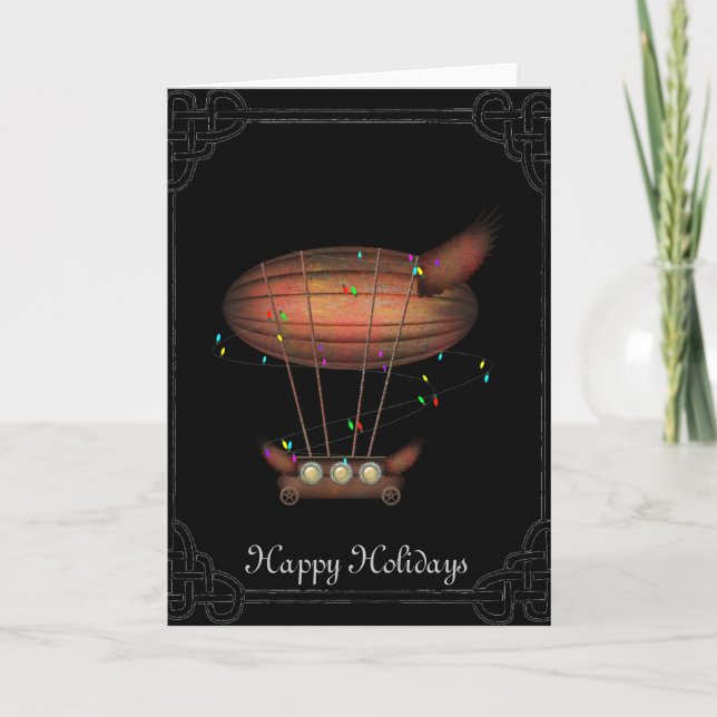 Festiva Tarjeta de felicitación para el buque Steampunk Na (Anverso)