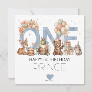 Festiva tarjeta de felicitación para el primer cumpleaños 