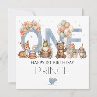 Festiva tarjeta de felicitación para el primer cumpleaños 