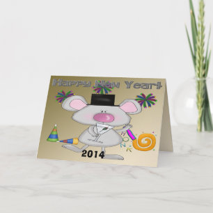 Festiva Tarjeta de felicitación para el ratón de Año Nuevo