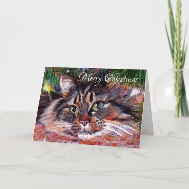 Festiva Tarjeta de felicitación para gatos de navidades (Anverso)