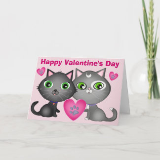 Festiva Tarjeta de felicitación para gatos el día de San V